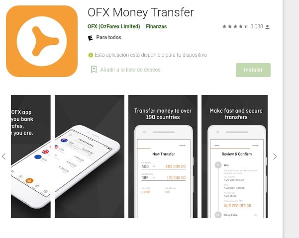 OFX money transfer app download