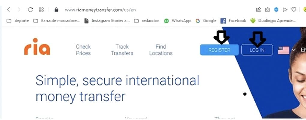 Ría Money Transfer web