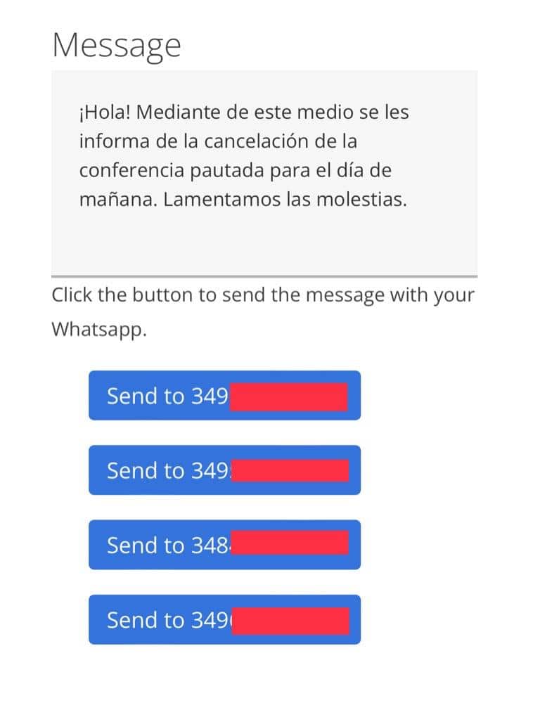 dar clic generar mensaje por contacto en sendapp