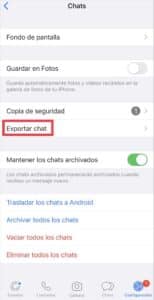 Toca “Exportar chat”